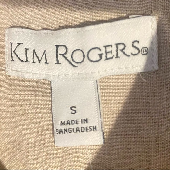 KIM ROGERS Women's size small Oatmeal Beige Linen Blend Button-Down Shirt - Picture 5 of 6